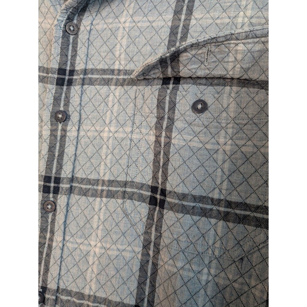 Southern Tide Mens XL Quilted Button Down Plaid Shirt Long Gray Blue Warm Casual - Picture 4 of 14